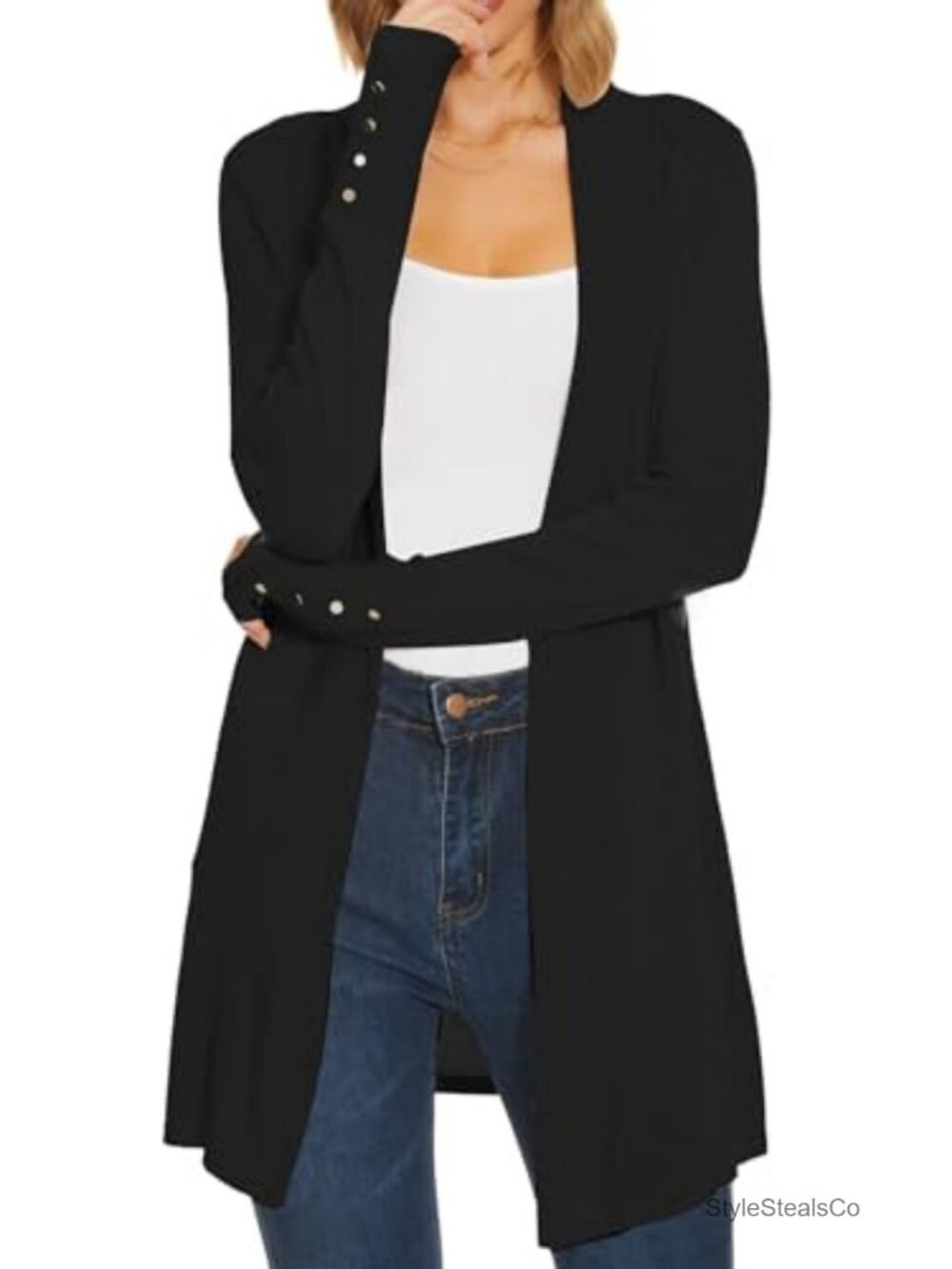 Women's Long Open Front Cardigan Lightweight Rayon Knit Sweater